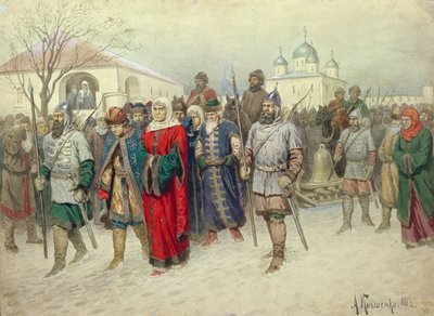 Beitritt von Groß Nowgorod, Nowgoroder Abreise nach Moskau, 1880 von Aleksei Danilovich Kivshenko